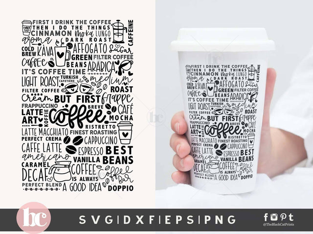 Coffee Words & Doodles | Coffee Sign Cut File SVG TheBlackCatPrints 