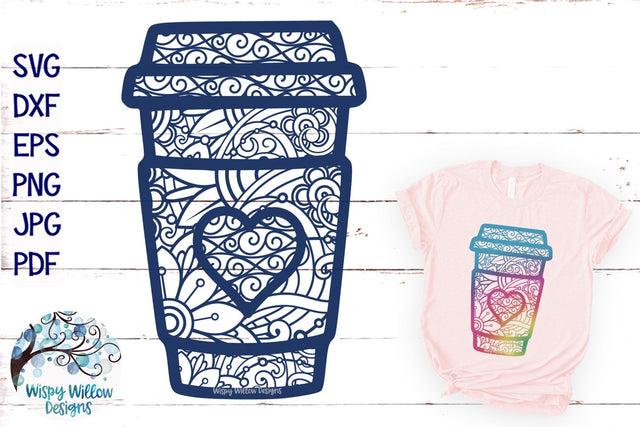 Coffee Zentangle SVG SVG Wispy Willow Designs 