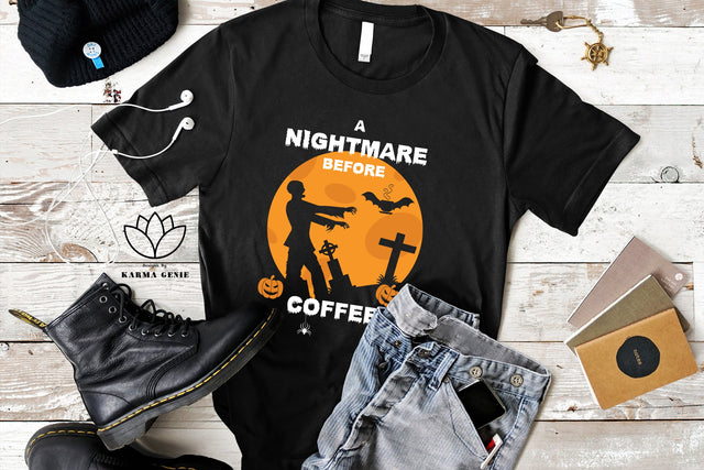 Coffee Zombie Funny Halloween Svg Png Graphic Design SVG Karma Genie Graphics 