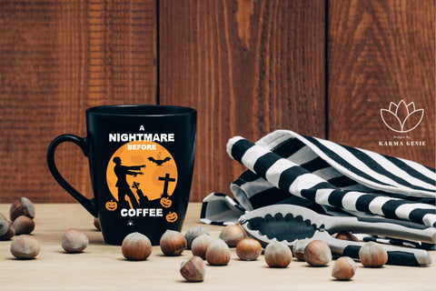 Coffee Zombie Funny Halloween Svg Png Graphic Design SVG Karma Genie Graphics 