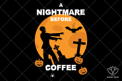 Coffee Zombie Funny Halloween Svg Png Graphic Design SVG Karma Genie Graphics 
