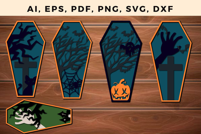COFFIN HALLOWEEN Layered Bundle Cut File SVG MD JOYNAL ABDIN 