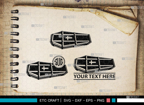 Coffin Monogram, Coffin Silhouette, Coffin SVG, Tomb Svg, Death Svg, Coffin Box Svg, Funeral Svg, SB00024 SVG ETC Craft 