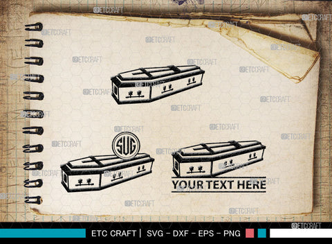 Coffin Monogram, Coffin Silhouette, Coffin SVG, Tomb Svg, Death Svg, Coffin Box Svg, Funeral Svg, SB00024 SVG ETC Craft 