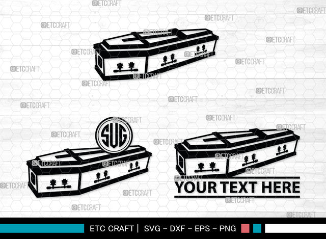 Coffin Monogram, Coffin Silhouette, Coffin SVG, Tomb Svg, Death Svg, Coffin Box Svg, Funeral Svg, SB00024 SVG ETC Craft 