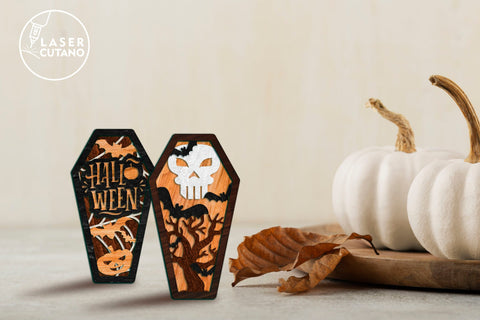 COFFIN Multilayer HALLOWEEN Laser Cut Files, Mini Design Bundles SVG LaserCutano 