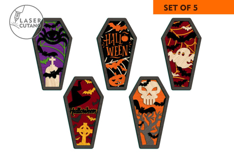 COFFIN Multilayer HALLOWEEN Laser Cut Files, Mini Design Bundles SVG LaserCutano 