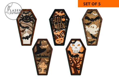 COFFIN Multilayer HALLOWEEN Laser Cut Files, Mini Design Bundles SVG LaserCutano 