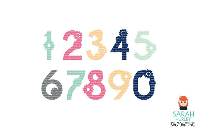 Cog Numbers SVG Sarah Hurley 