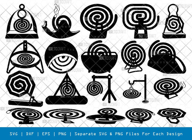 Coil Silhouette, Mosquito Coil SVG, Burning Coil Svg, Mosquito Coil Holder Svg, Mosquito Coil Bundle, SB00956 SVG ETC Craft 
