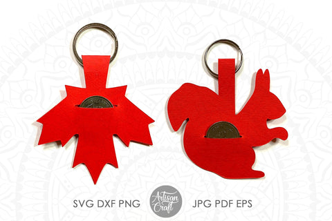 Coin holder keychain with Canadian icons SVG Artisan Craft SVG 