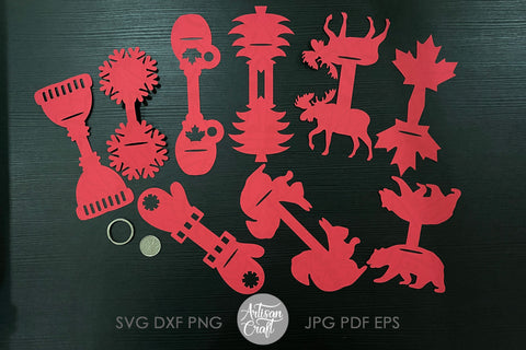 Coin holder keychain with Canadian icons SVG Artisan Craft SVG 