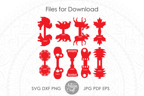 Coin holder keychain with Canadian icons SVG Artisan Craft SVG 