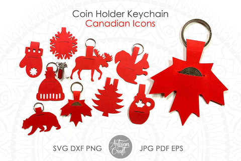 Coin holder keychain with Canadian icons SVG Artisan Craft SVG 