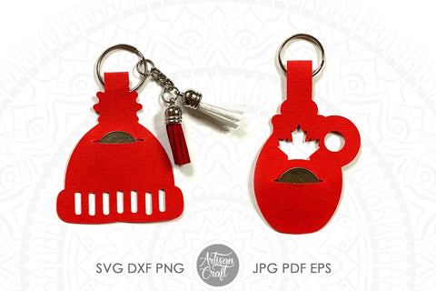 Coin holder keychain with Canadian icons SVG Artisan Craft SVG 