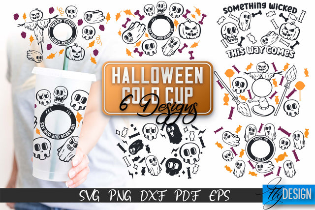 Cold Cup SVG | Halloween Wrap SVG | Cold cup Wrap SVG | Ghost Cold Cup | Boo Wrap Template | 16 oz glass cup wrap | Starbucks Wrap SVG Fly Design 