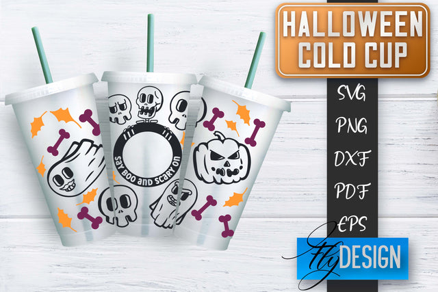 Cold Cup SVG | Halloween Wrap SVG | Cold cup Wrap SVG | Ghost Cold Cup | Boo Wrap Template | Starbucks Wrap SVG Fly Design 