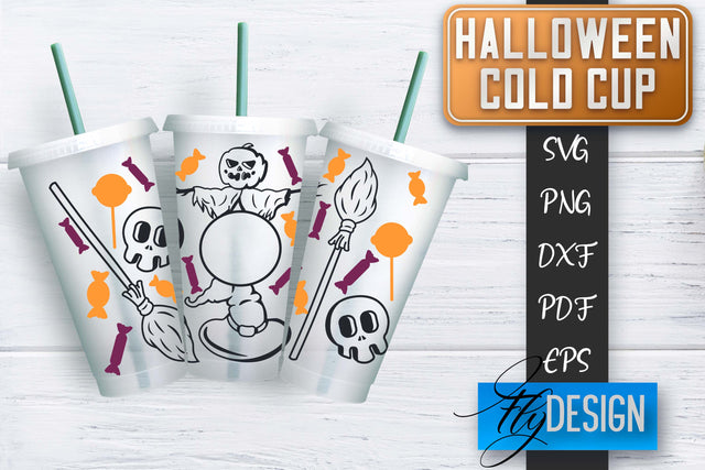 Cold Cup SVG | Halloween Wrap SVG | Cold cup Wrap SVG | Ghost Cold Cup | Boo Wrap Template | Starbucks Wrap SVG Fly Design 