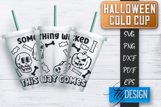 Cold Cup SVG | Halloween Wrap SVG | Cold cup Wrap SVG | Ghost Cold Cup | Boo Wrap Template | Starbucks Wrap SVG Fly Design 