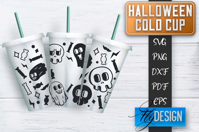Cold Cup SVG | Halloween Wrap SVG | Cold cup Wrap SVG | Ghost Cold Cup | Boo Wrap Template | Starbucks Wrap SVG Fly Design 