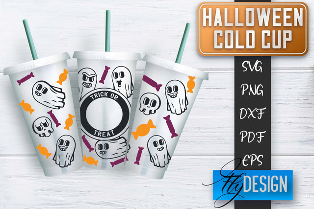 Cold Cup SVG | Halloween Wrap SVG | Cold cup Wrap SVG | Ghost Cold Cup | Boo Wrap Template | Starbucks Wrap SVG Fly Design 