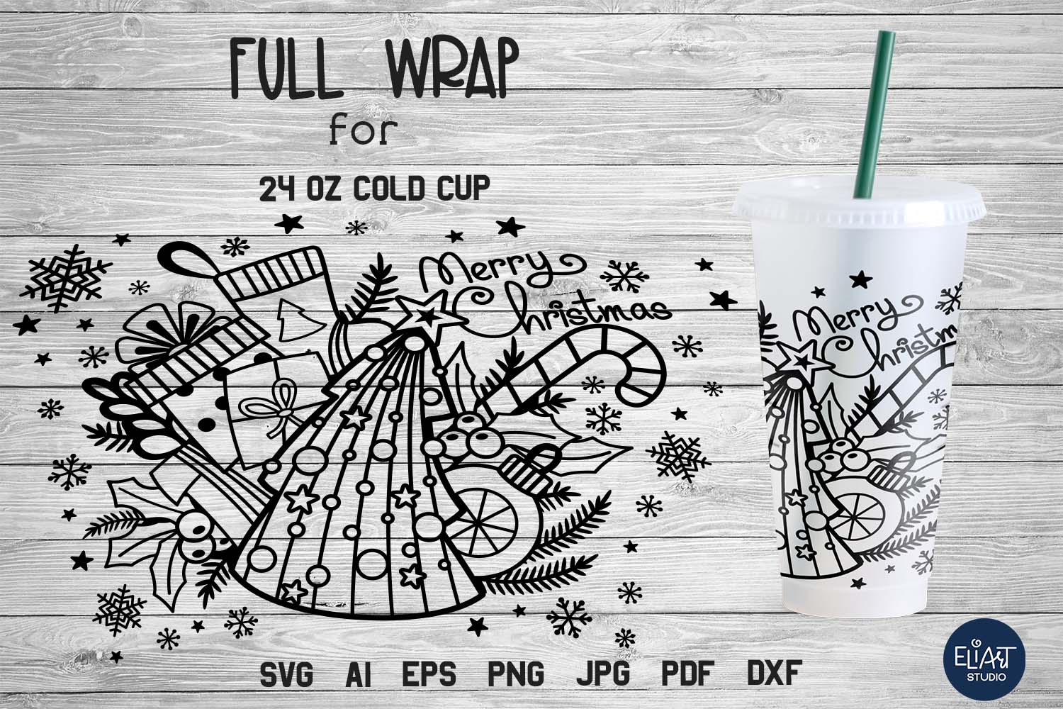 Christmas Cold Cup Wrap SVG Bundle - Gina C. Creates