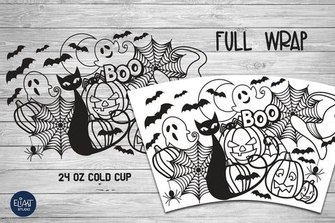 Cold Cup Wrap SVG, Halloween SVG, Full Wrap SVG no Hole. SVG Elinorka 