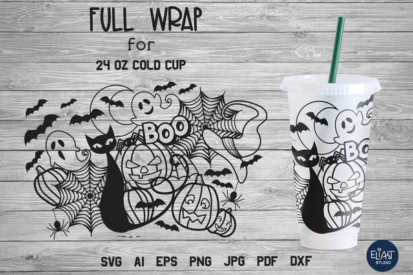Halloween Cold Cup Wrap SVG - Gina C. Creates