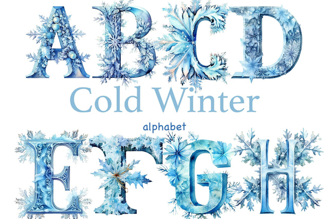 Cold Winter Alphabet Clipart | Invitation Wedding Alphabet SVG GlamArtZhanna 