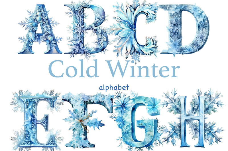 Winter Abc Cold Winter Alphabet Clipart | Invitation Wedding Alphabet - So Fontsy