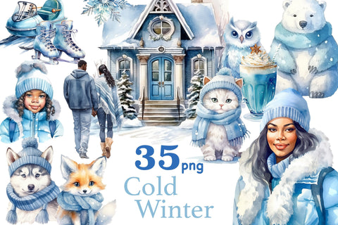 Cold Winter Clipart | Outside Winter PNG SVG GlamArtZhanna 