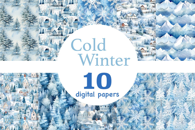 Cold Winter Digital Papers | Snowflakes Patterns Digital Pattern GlamArtZhanna 