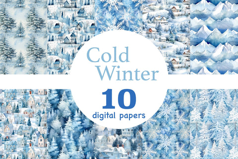 Cold Winter Digital Papers | Snowflakes Patterns Digital Pattern GlamArtZhanna 