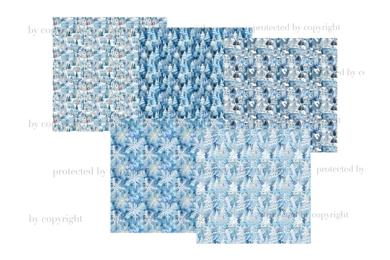 Cold Winter Digital Papers | Snowflakes Patterns - So Fontsy