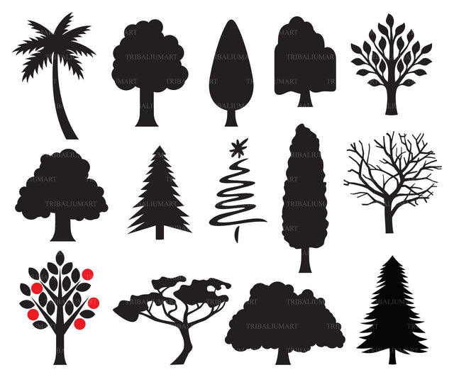 Collection of trees silhouettes SVG TribaliumArtSF 