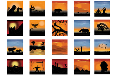 Collection of various nature silhouettes SVG naemmiah021 