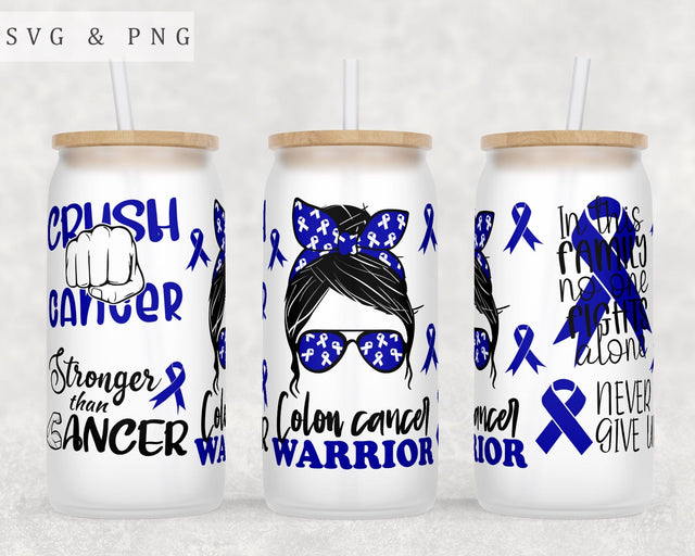 Colon Cancer Awareness Libbey Glass Can Wrap, 16oz Glass Can Sublimation Design, Colon Cancer Warrior Glass Can PNG File Sublimation HappyDesignStudio 