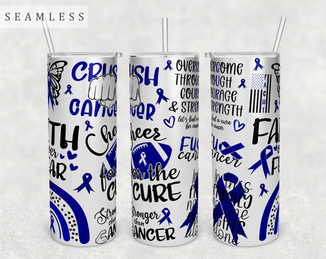 Colon Cancer Awareness Tumbler Wrap, 20 Oz Skinny Tumbler Colon Cancer Sublimation Design, Seamless Colorectal Cancer Tumbler PNG Sublimation HappyDesignStudio 