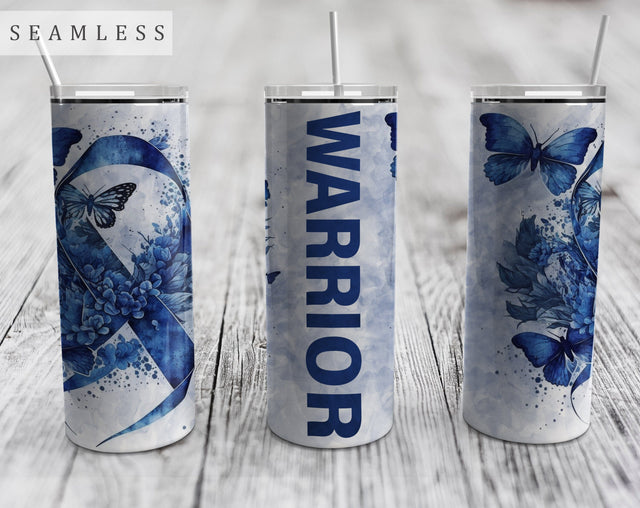 Colon Cancer Warrior Seamless Tumbler Wrap, 20 Oz Skinny Tumbler Design For Sublimation Sublimation HappyDesignStudio 