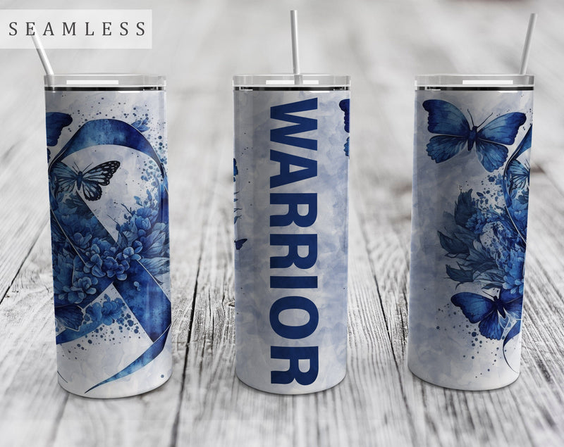 Colon Cancer Warrior Seamless Tumbler Wrap, 20 Oz Skinny Tumbler Design For Sublimation Sublimation HappyDesignStudio 