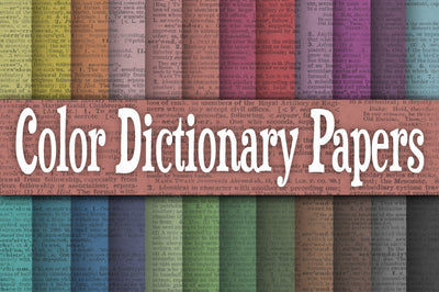 Color Dictionary Pages Digital Paper Sublimation Old Market 