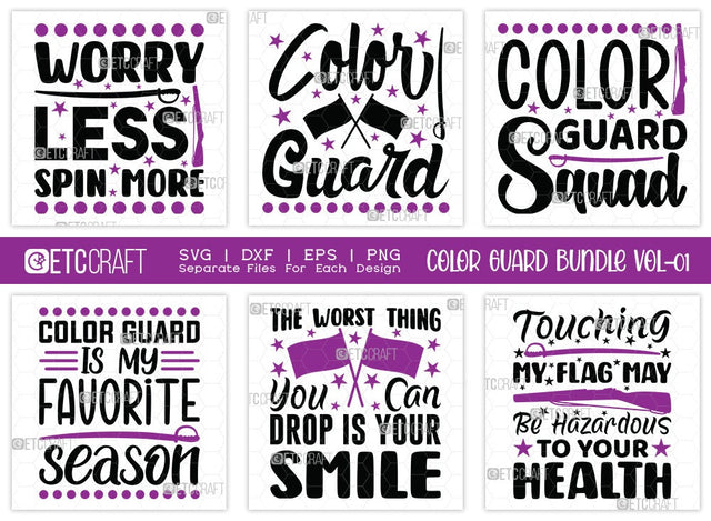 Color Guard Bundle Vol-01 | Worry Less Spin More Svg | Color Guard Svg | Color Guard Squad Svg | Color Guard Is My Favorite Season Svg | Color Guard Quote Design SVG ETC Craft 