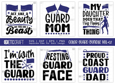 Color Guard Bundle Vol-02 | Act Like A Beauty And Toss Like A Beast Svg | Guard Mom Svg | My Daughter Does That Flag Flippy Thing Svg | Resting Guard Face Svg | Color Guard Quote Design SVG ETC Craft 