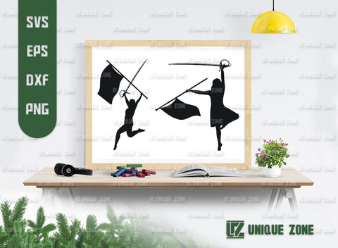 Color Guard SVG Bundle, Marching Band Svg, Color Guard Mom Svg, Female Color Guard, Color Guard Flag SVG Unique Zone 