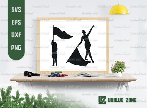 Color Guard SVG Bundle, Marching Band Svg, Color Guard Mom Svg, Female Color Guard, Color Guard Flag SVG Unique Zone 
