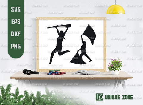 Color Guard SVG Bundle, Marching Band Svg, Color Guard Mom Svg, Female Color Guard, Color Guard Flag SVG Unique Zone 