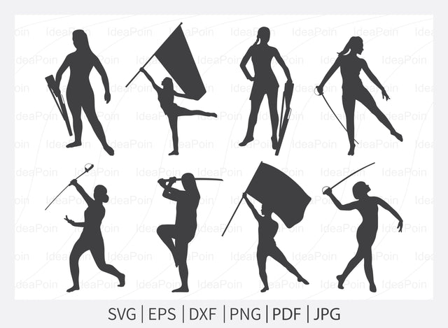 Color Guard Svg, Marching Band Silhouette, Male Color Guard SVG, Marching Band svg, Color Guard Vector, Color Guard Flags, Guard Rifle SVG Dinvect 