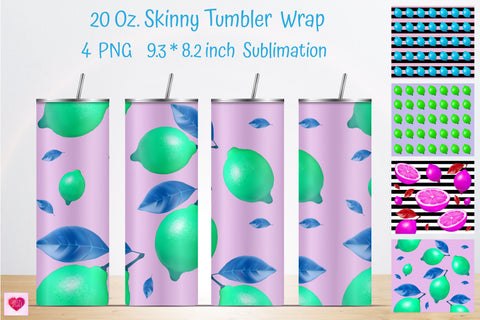 Color Lemon Stripes Skinny Tumbler Wrap. Skinny Tumbler design. Tumbler Design.Sublimation. Lemon Sublimation. Sublimation Kseniia designer 