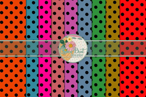 Colored Black Dot Papers Digital Pattern QueenBrat Digital Designs 
