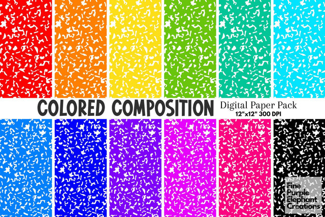 Colored Composition Notebook Pattern Digital Pattern Fine Purple Elephant Creations 